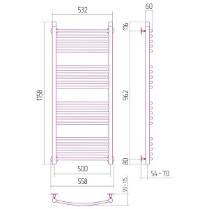 Bohemia ARC 1158 x 532 - rysunek techniczny